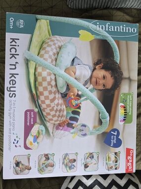 Infantino Kick 'n Keys 7-in-1 Musical Activity Gym - Mint & Brown